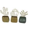 Handmade wooden and Iron Wire Small Standing Cactus Home Decoration
