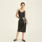Cheap Price 100%PU Metal zipper Skirt Lady Skirt PU Leather A-line Skirt