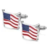 American Flag Cufflinks for Men or Women Business Plated Silver Color Enamel Accessories Patriotic Gifts