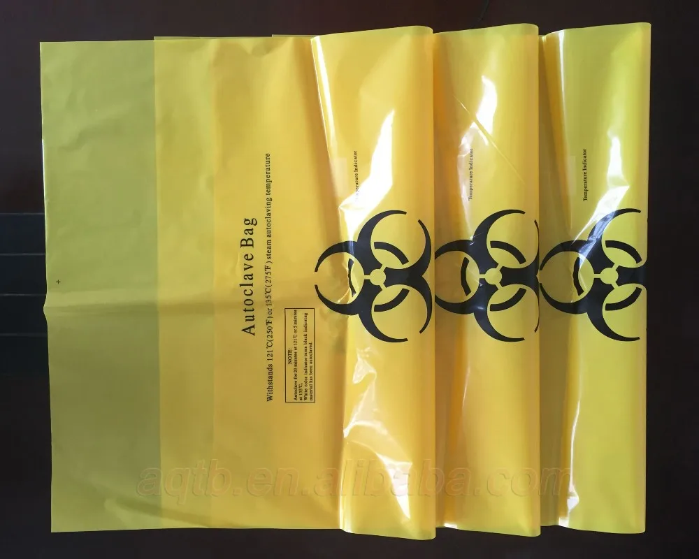 Biohazard Medical Waste Bags For Clinical Waste Yellow Color Autoclave