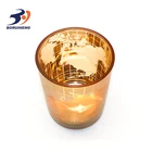Lovely christmas tea light golden glass candle holder wholesale copper candle jar