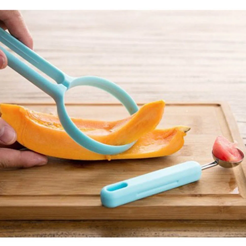 2 In 1 Fruit Set Melon Scoop Baller Peeler+Spoon Random Plastic Fruit & Vegetable Watermelon Tomato Kitchen Cooking Tools KC1014
