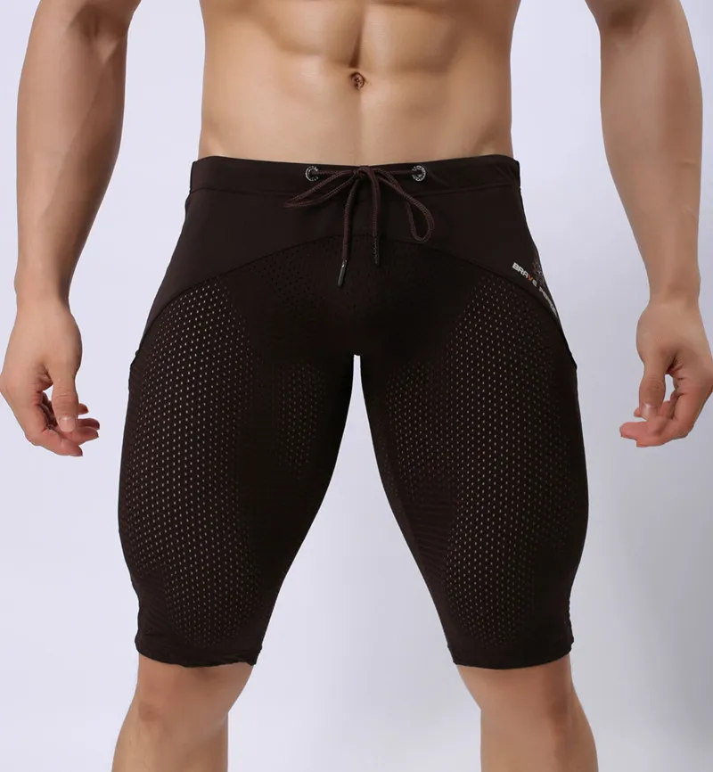 smart casual shorts mens BRAVE PERSON Summer Style Breathable Mesh Men Tight casual Shorts Bodybuilding Solid Tights Mesh Shorts sexy Transparent Shorts casual shorts for men