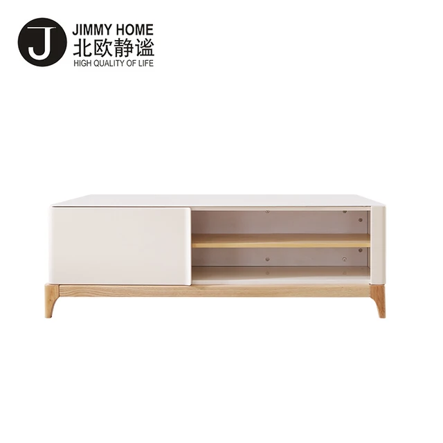 Quality glass panel top coffee table simple fashion wooden base furniture rectangle table