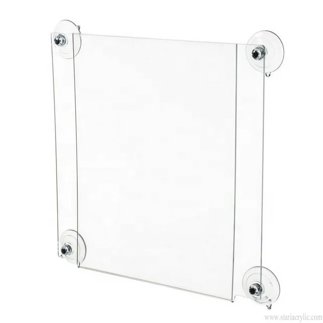 Acrylic Glass Door Signs Window Mounted Sign Frame Holders Lucite Ad With Suction Cups Perspex