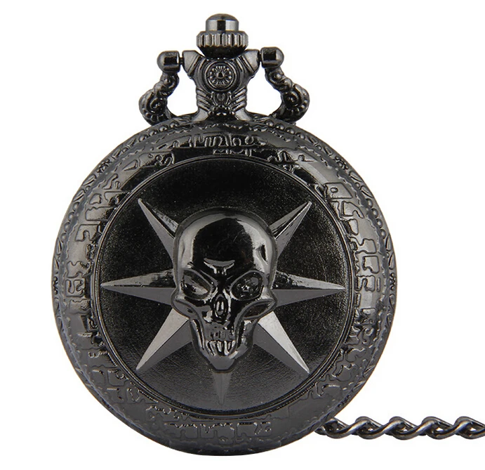 Popular pendant watch Black personality Cross Fire pocket watch skull necklace quartz-watch men antique pocket watches new 2015