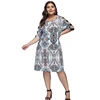 2018 Summer New Listing White Print Floral Plus Size Women Causal Dress