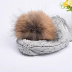 Babies Winter Baby Fur Hat Baby Earlap Knit Hats with Tassels Double Layers Cotton Winter Hats with Fur Pompoms for Kids