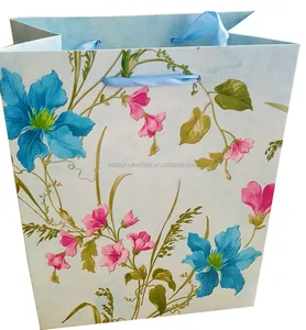 flower printing paper gift shopping bag with uv vanish