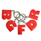 Personalized 3d soft pvc rubber letter m r d key chain keychain custom logo
