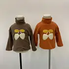 High quality strawberry winter soft cotton keep warm pullover kids turtleneck sweater for girls