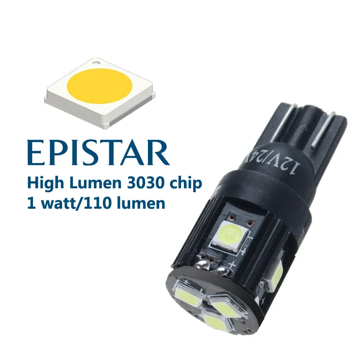 7PCS T10 3030 SMD Car LED Dashboard Gauge Wedge Lamp Light Bulbs White