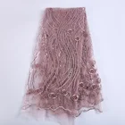 high quality embroidery guipure rose gold with beads and pearl sequin fabric lace