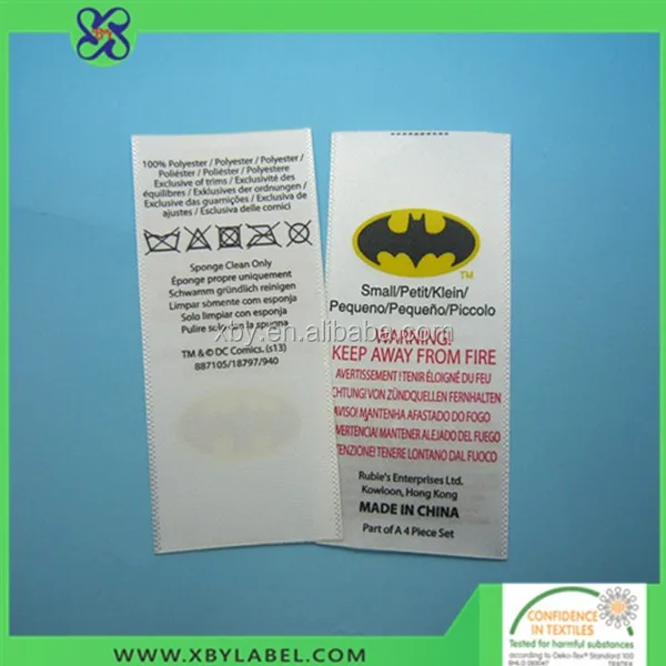 eco-friendly printed label for jeans nylon taffeta label fabric