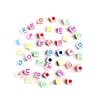 Yiwu Huaxuan Wholesale supply stocked colored plastic number alphabet bead block 7*7mm