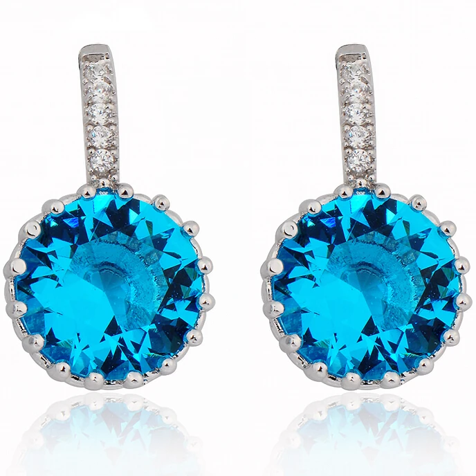 8 Colors Stud Earrings for Women 10KT White Gold Filled Brincos AAA Zircon Stone pendientes Big Promotion Ear0060