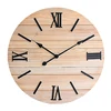 Old Style Rustic Country Silent Sweep Movement No Frame Wood Panel Made 3d Roman Numeral Wooden Wall Clock