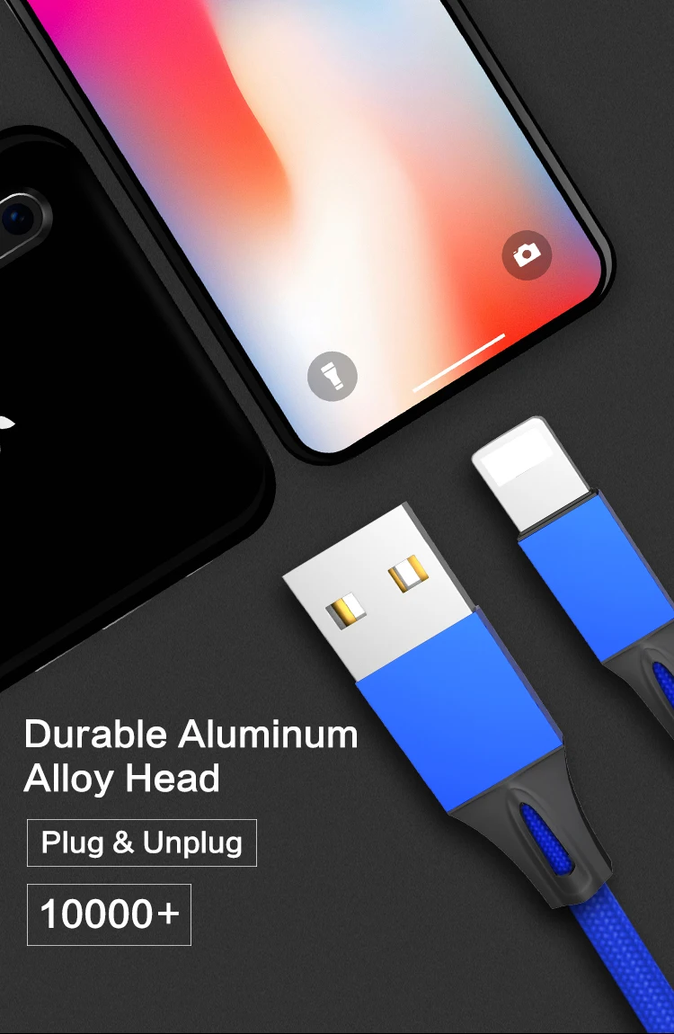 Nylon braided 3ft 6ft 10ft usb 3.0 charger cable micro usb 8pin type C fast charging data cable 3 in 1 fast charger nylon - ANKUX.COM