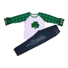 Kaiyo Boutique Girls Clothing Ruffle Sets Wholesale Kids Teenager Girls Top Plaid Raglan Shirts Jean Pants Outfits