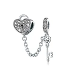 Key Lock And Key Charms 925 Sterling Silver The Key Of Heart Charms Beads For Bracelet Making