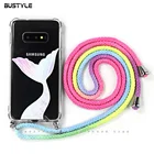 Newest Rope 3D Printed Necklace Phone Case For Samsung S9 10 Plus PC TPU Neck Strap Crossbody Mobile Phone Cover