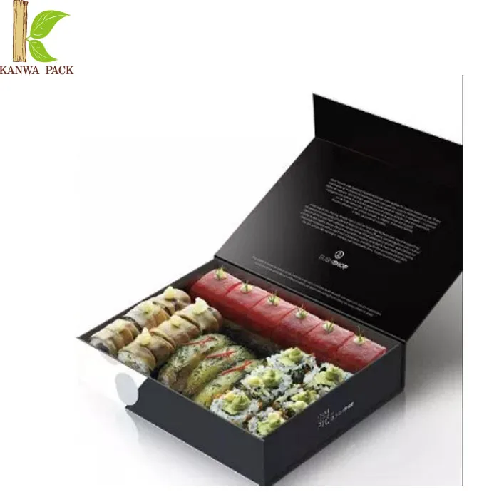 Luxus schwarz sushi box drucken eigenen design karton sushi verpackung