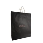 Branded charcoal black paper shopping bag with logo print