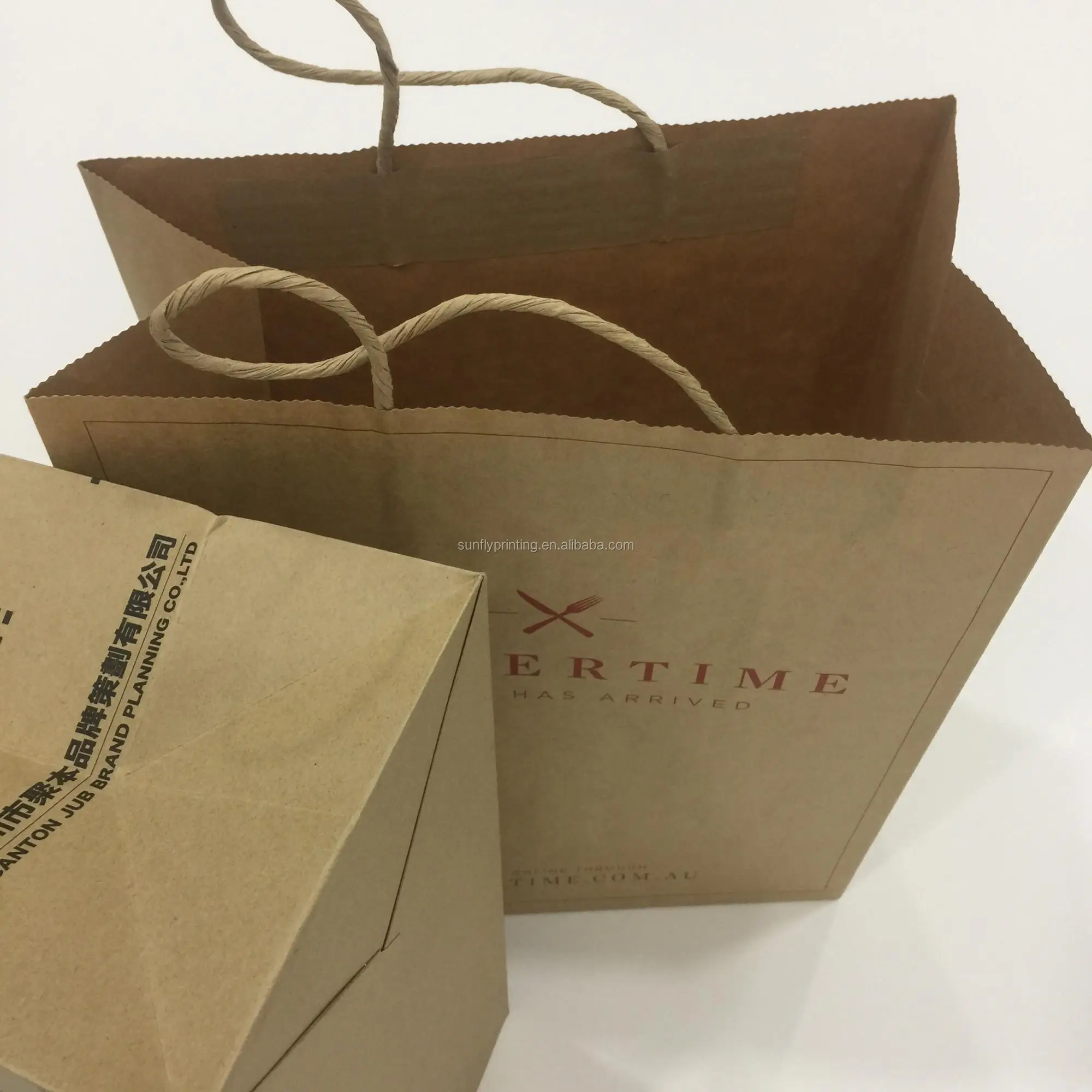 take away brown kraft packaging paper bag with customized logo