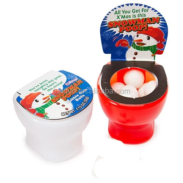 snowman poop bubble gum filled toilet bowl packs toy