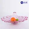 pink glass peacock tail handmade crystal fruit plate for hotel decoration