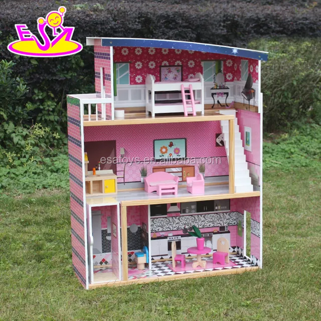 2016 new design children home play toy model wooden doll house