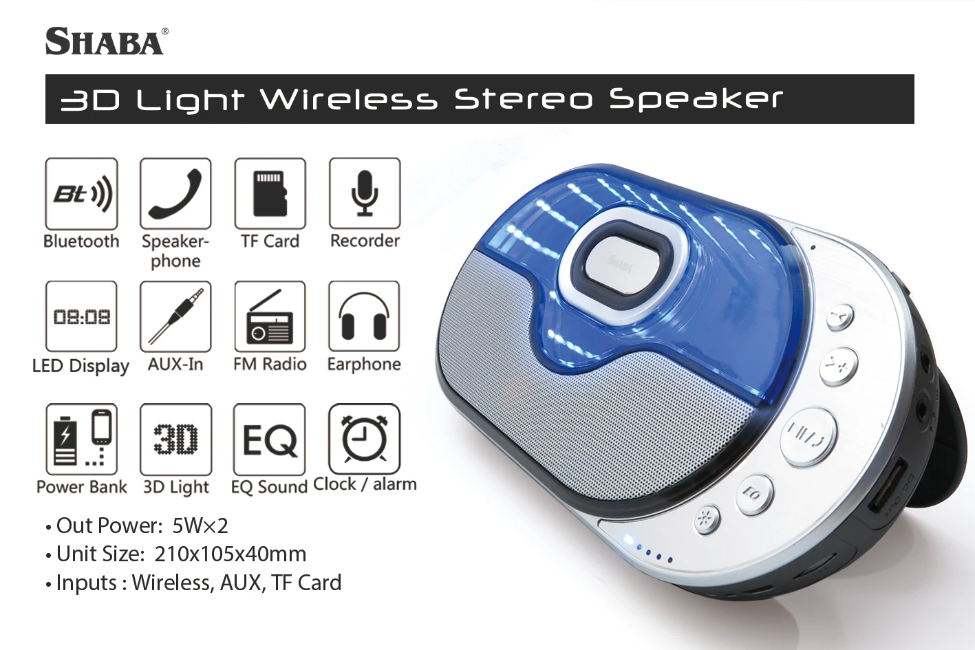Big Power Bank 5.0 Bluetooth Stereo Bass Finest Sound Wireless Speaker Portable 3D Light Radio Enhance Mega Voice Amplifier - ANKUX.COM