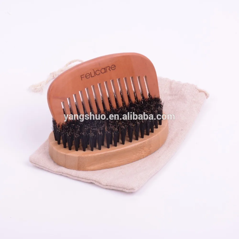 bamboo beard brush set,beard brush and comb set,beard brush bo