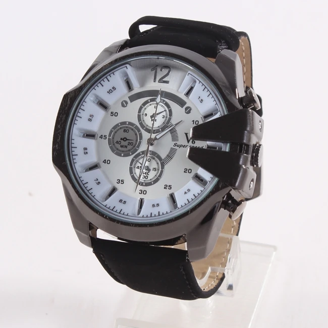 TOP relogio masculino Sports Watch Men Leather Watches Men Luxury Brand V6 Gold Silver Quartz Watch Men Clock Wristwatch relojes