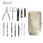 12PCS Stainless Steel Dead Skin Remover Manicure Set Toe Tweezer Pedicure Tools Nail Art Clipper Kit