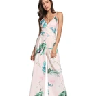 New digital printing sling strapless shoulder jumpsuit trousers women's clothing