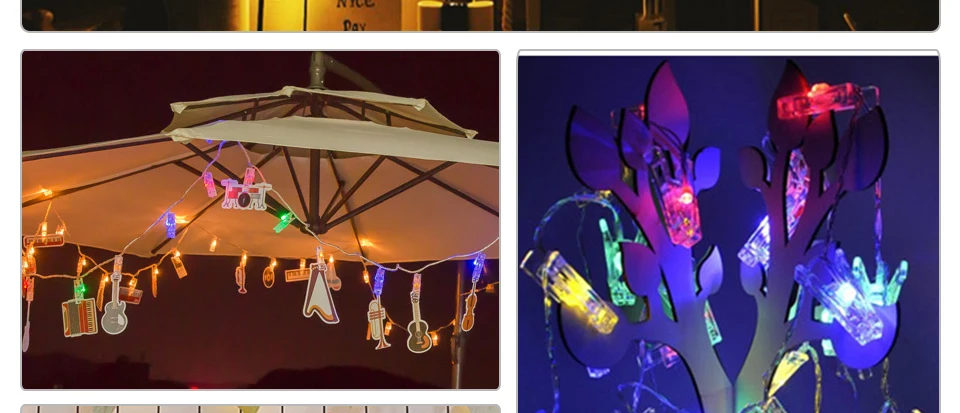 10 20 40 LEDs Garland Card Photo Clip Led String Fairy Lights New Year Christmas Decoration Battery Decorative Light For Wedding (12)