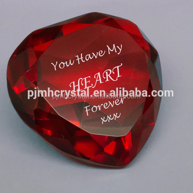 optical crystal glass red heart diamonds for wedding return