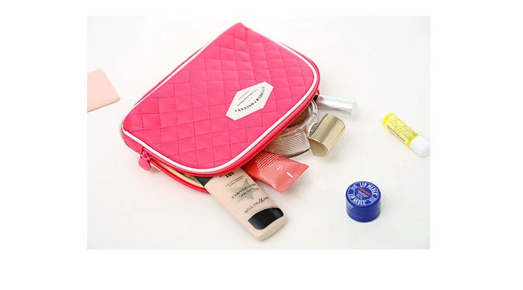 2014 Korean polyester traveling cosmetic bag set,large capacity diamond-type lattice makeup bag,2pcs/set