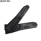 China Wholesale Fashion Women's Genuine Sheepskin Leather Long Gloves Spring Autumn Winter Bowknot Decoration Wittens