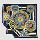 Women Fashion Silk Scarf Vintage Printing Silk Twill Scarf
