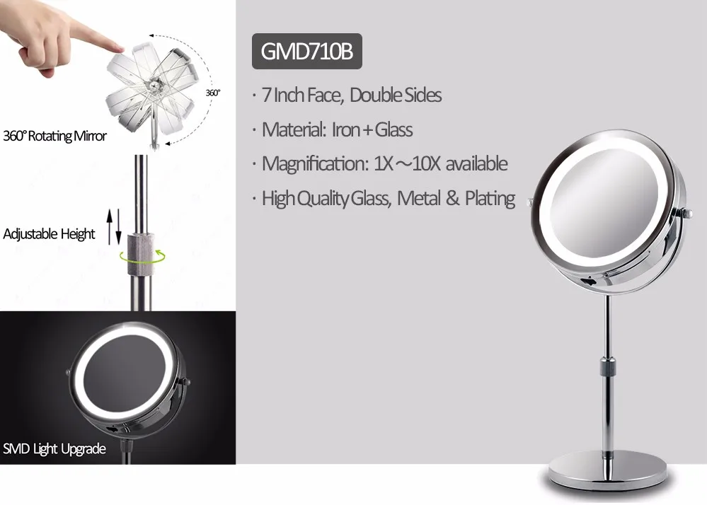High Quality Table Makeup Led Standing Mirror 20x Magnifying Mirror