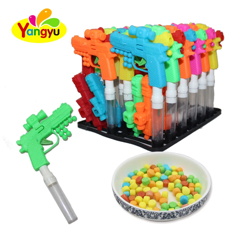 Interesting plastic Gun Toy with bullet ball and tablet Candy