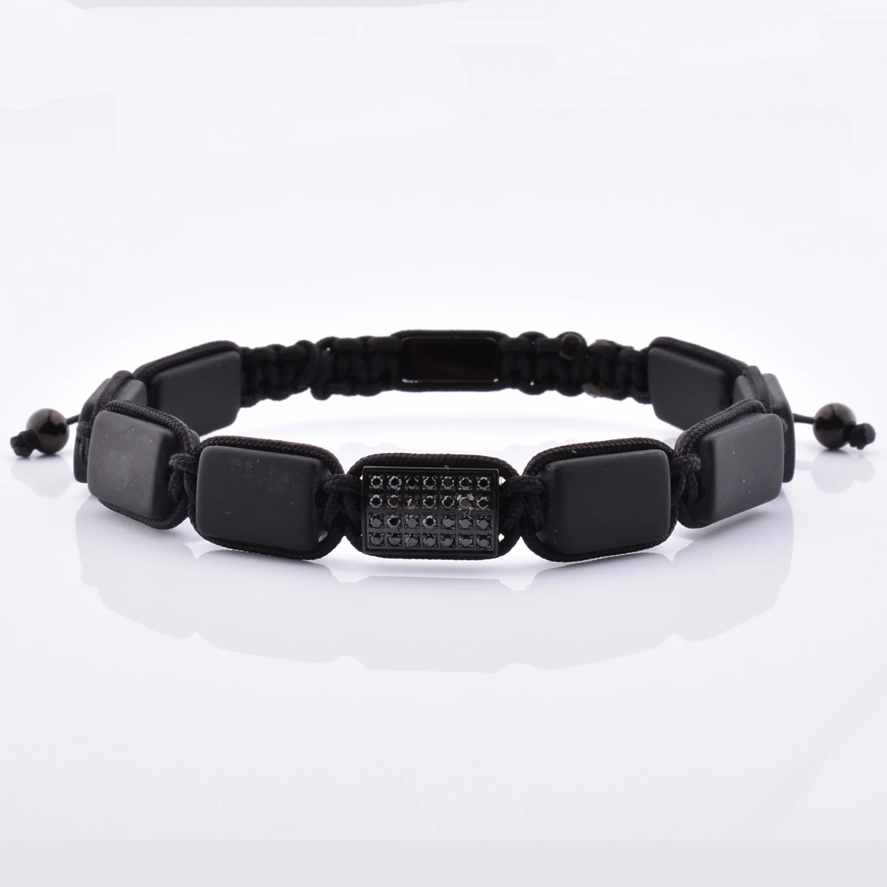 Luxury Design High Quality Macrame Jewelry Braided Flat Rectangle Bead Bracelet