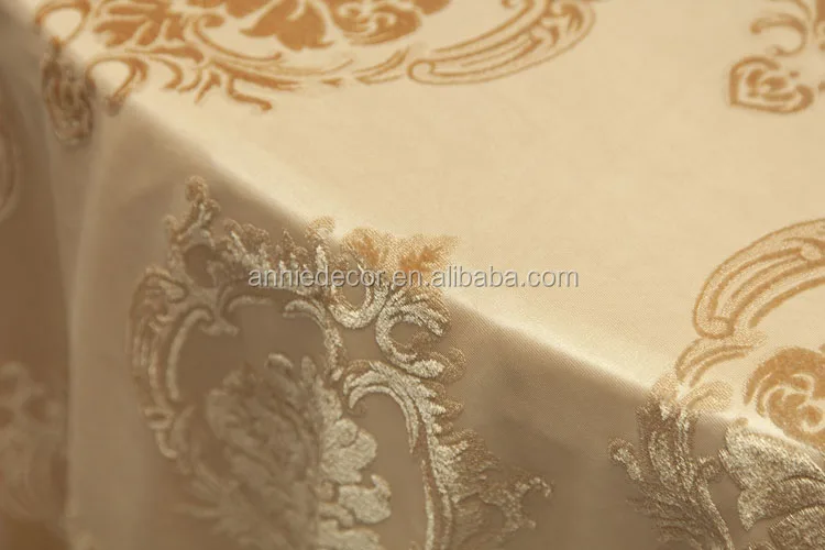 Popular sale custom round fancy table covers champagne velvet linen table cloth