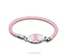 Wholesale pink elastic cord breast cancer awareness pink ribbon charm bracelets