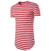 Wholesale Hip Hop Summer Mens Stripe Long Section Short Sleeve T-Shirt