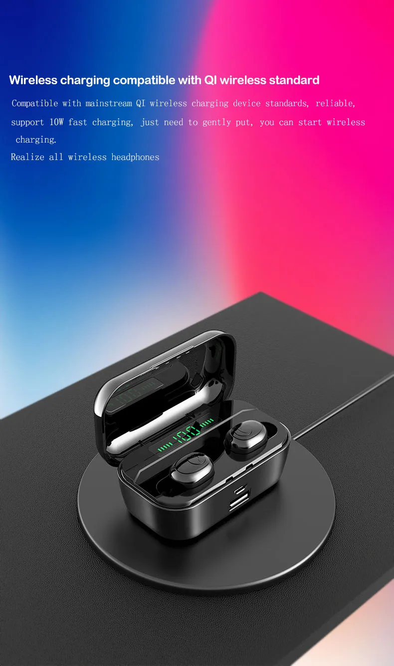 2019 waterproof earphone headphone earbuds tws 5.0 bluetooth earphone earbuds for all phone - ANKUX.COM