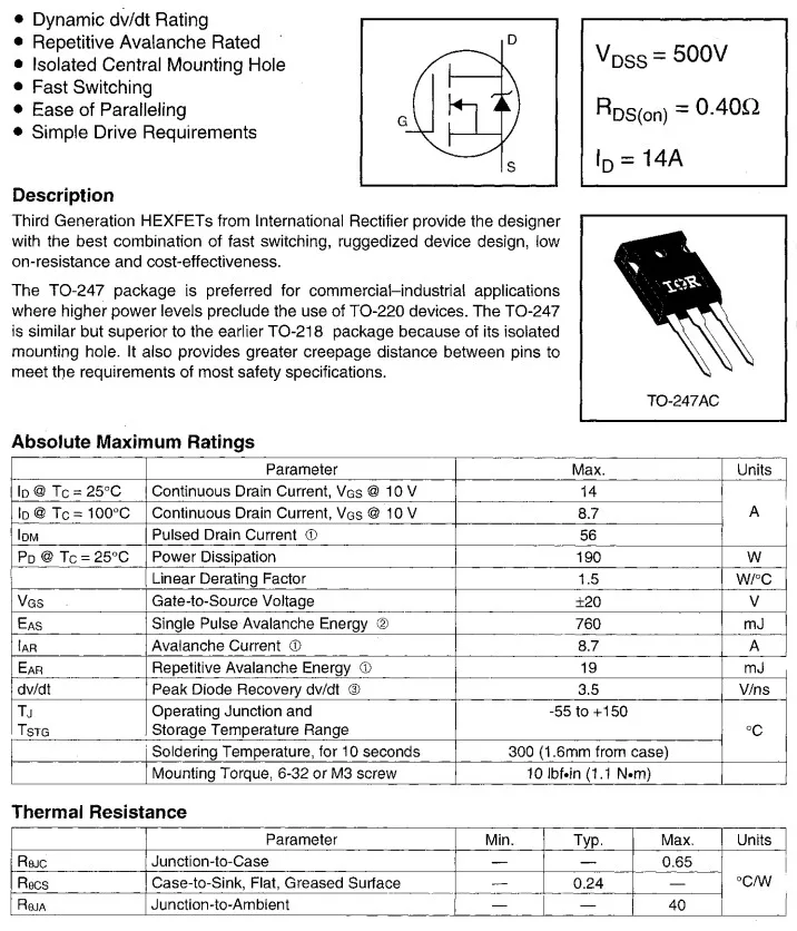 brand 20n60 irfp450 irf740 irf640 irf540 10n20 mosfet transistor