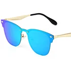 New Flat Lens Sun Glasses Unisex Metal Reflective Mirrored Polarized Flat Sunglass